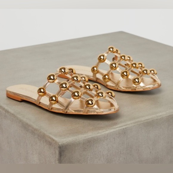 BCBGMAXAZRIA Shoes - NEW BCBGMAXAZRIA Women's Tina Flat Sandals Gold 9